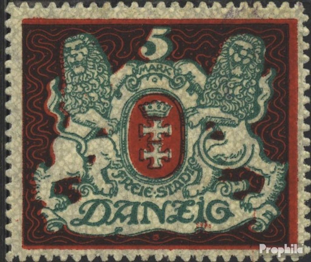 Briefmarken Danzig 1921 Mi 87X mit Durchstich, Zähnung evtl. fehlerhaft postfrisch Großes Wappen