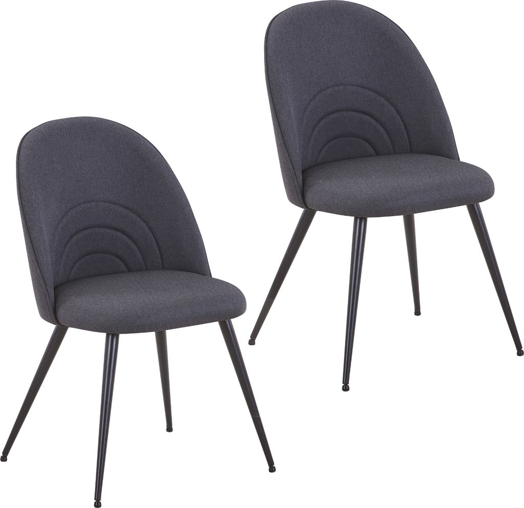 SVITA ANITA 2-er Set Esszimmerstühle Polsterstühle Stoffbezug Metallbeine Schwarz