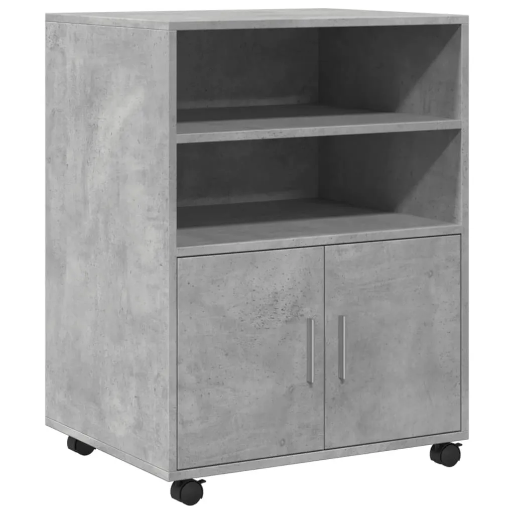 Mobiletto su Ruote in Truciolato Grigio Cemento SYFAX 60x48x81 cm