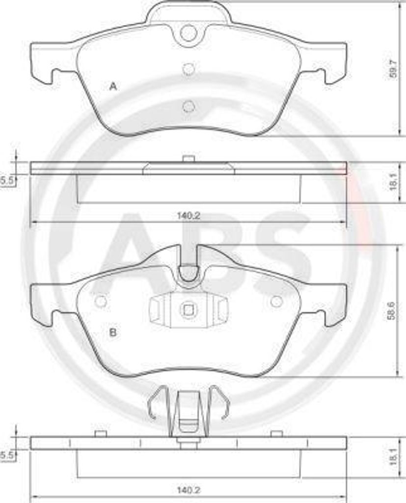 A.B.S. 37279 Bremsbelagsatz, Scheibenbremse OE 34111503076 kompatibel mit Mini