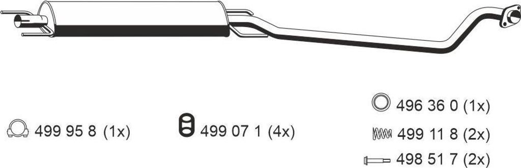 ERNST 054126 Mittelschalldämpfer Schalldämpfer für OPEL Astra G CC (T98) Astra G Caravan (T98) ASTRA G Cabriolet (F67) Astra G Limousine (T98)