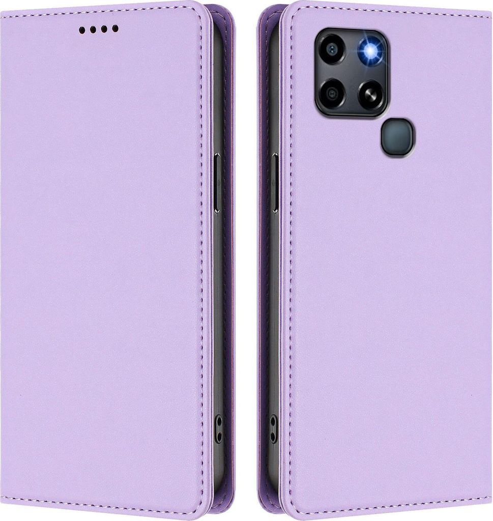 Handyhülle für Infinix Smart 6 / Smart 6+, Kunstleder Klapphülle Stoßfeste Magnetische Hülle mit Ständer Violett