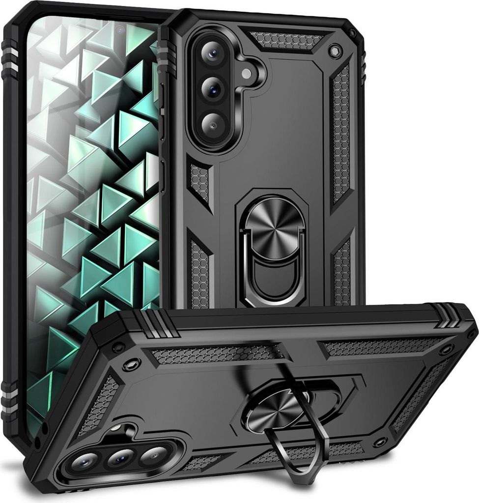 NALIA Panzerhülle für Samsung Galaxy A56 – Drehbarer Ring-Ständer 360° – RINGDEFEND (Stoßfestes Outdoor Case) – Marke aus Berlin – Vul...