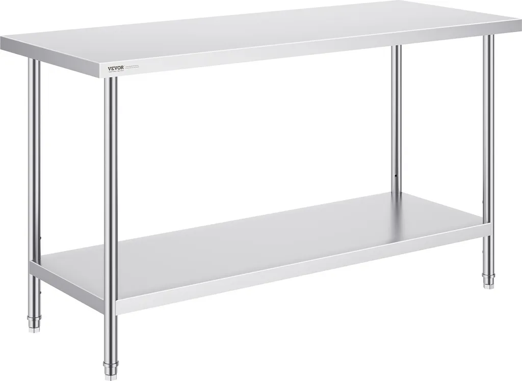 Table en Inox Robuste avec 3 Niveaux de Hauteur Réglables par VEVOR