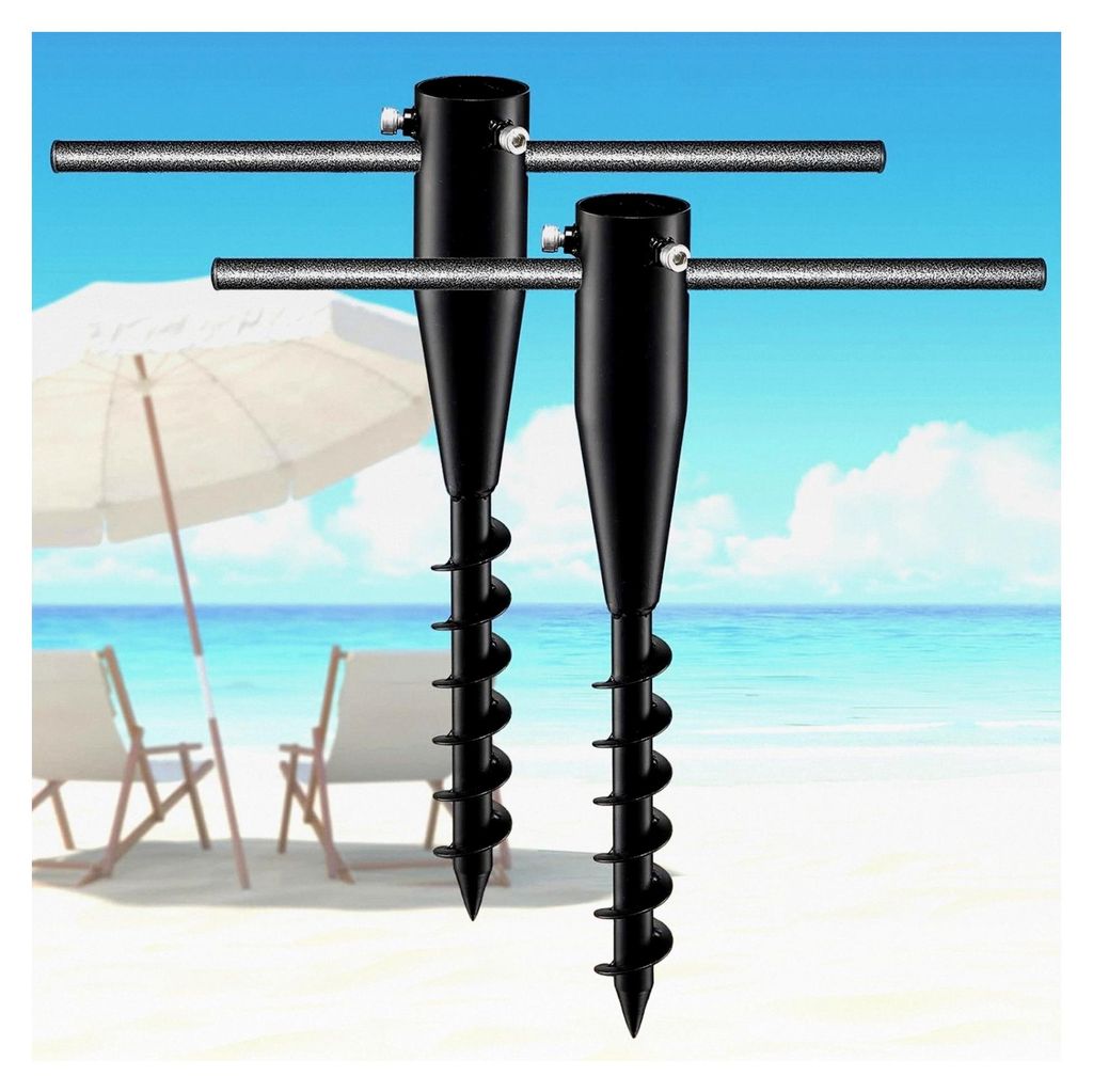 Bodenanker für Strandschirme, Schwerlast-Spiralsockel für Bodenmarkisen, 43 cm rostbeständiger Metall-Standfuß für Garten, Strand und Rasen, T...