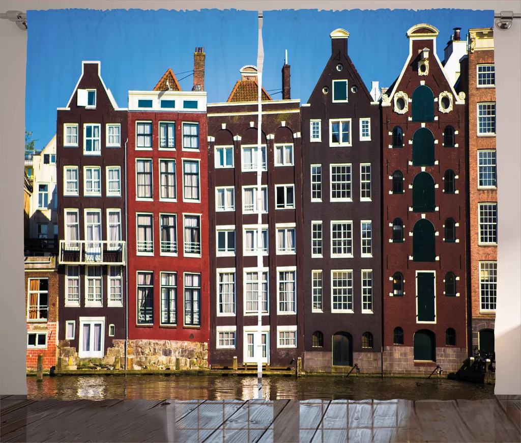 ABAKUHAUS Amsterdam Tenda rustica, edifici medievali della città, tenda con passanti e ganci per camera da letto, 280 x 245 cm, multicolore