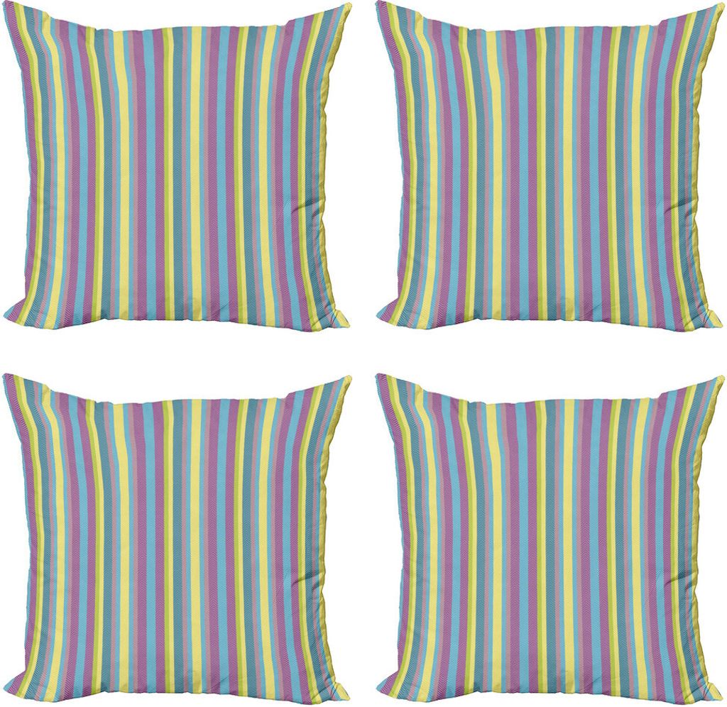 ABAKUHAUS Winkel Kissenbezug Set (4 Stück), Bunte Zickzacklinien, Moderner Doppelseitiger Digitaldruck, 40 cm x 40 cm, Mehrfarbig