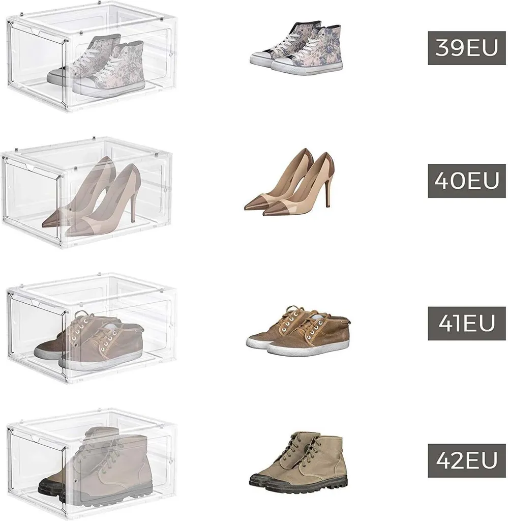Lot de 6 Boîtes à Chaussures Rootz Transparentes Empilables Taille 45 - 9