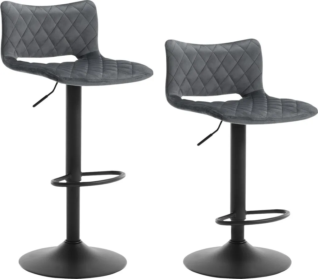 Tabouret de Bar Pivotant Lot de 2 avec Repose-pieds et Assise en Tissu