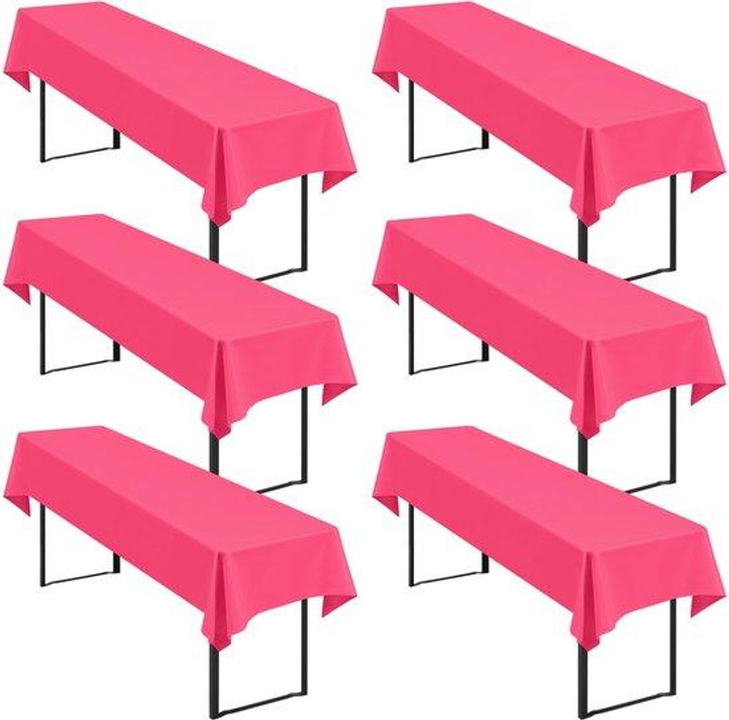 Pak van 6 rote biertafellakens, universeel voor 50 cm en 70 cm, ondoorzichtige polyester, wasbaar, 250x100cm
