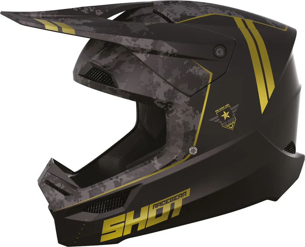 Casque Motocross Shot Furious Army Noir et Or Taille S 55-56 cm