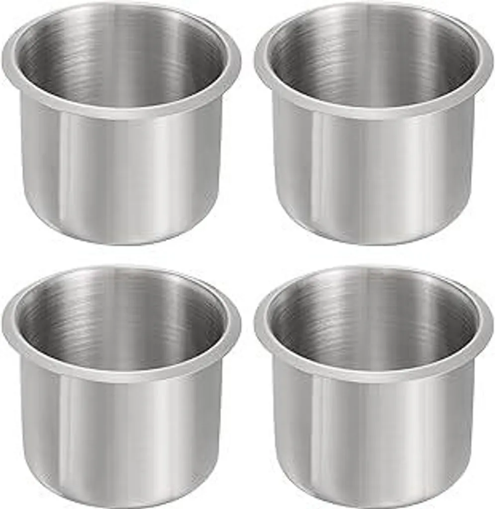 4 Portabicchieri Inox per Tavolo da Poker Professionale | Design Silver