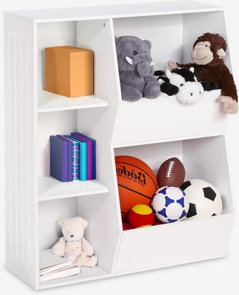 Étagère enfant Lutelle compartiments blancs - Rangement jouets robuste