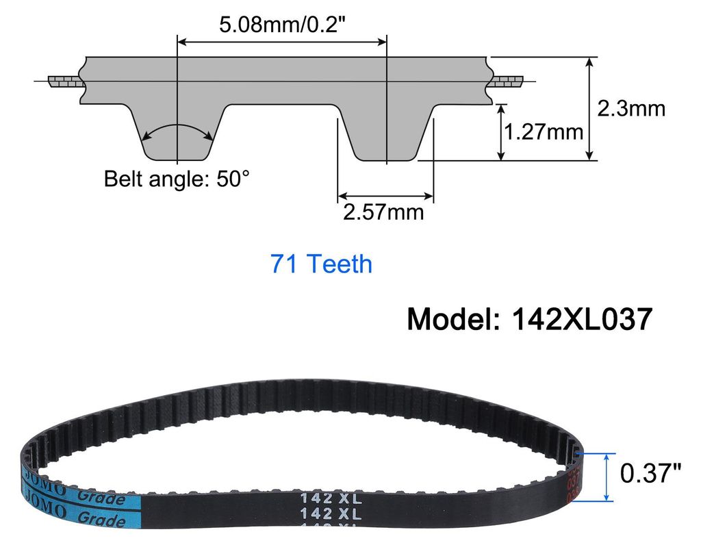 3 Stš¹ck 142XL037 Zahnriemen Gummizahnriemen Keilriemen 71 Z?hne 0,37" Breite 0,20" Steigung Gummi Zahnriemen Antriebsriemen Synchron Zahnriemen ...