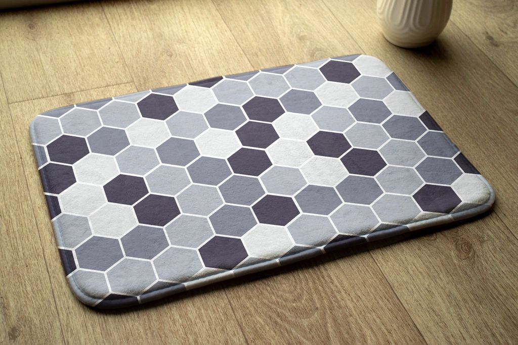 Badteppich Saugfähige - Badezimmer Teppich - Rutschfester Badvorleger Badematte - 75x45 cm - Geometrische Muster