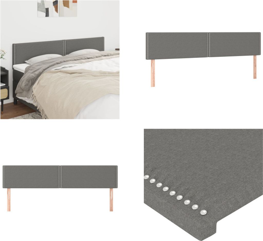 vidaXL Kopfteile 2 Stk. Dunkelgrau 90x5x78/88 cm Stoff - Kopfteil - Kopfteile - Bett-Kopfteil - Bettkopfteil