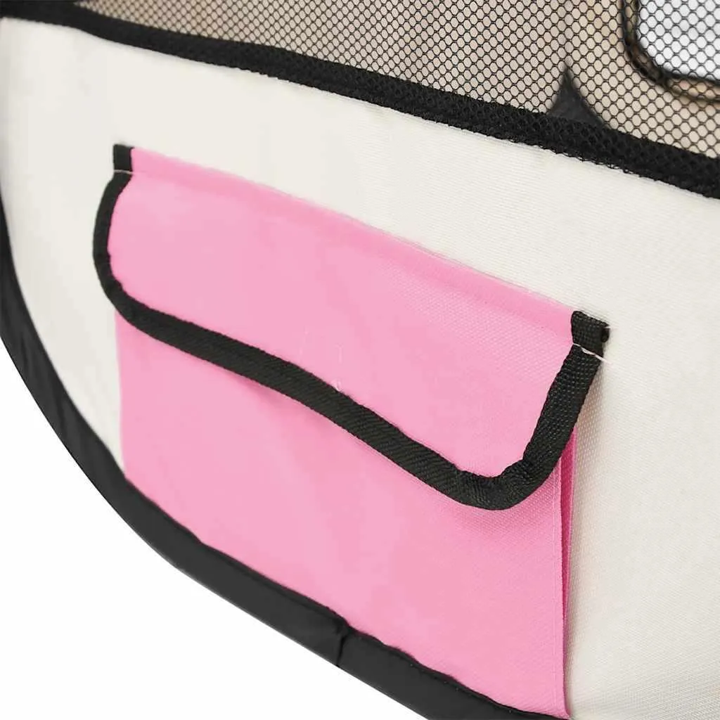 Box Viaggio vidaXL Rosa 90x90: Recinto Pieghevole Portatile per Pet - 5