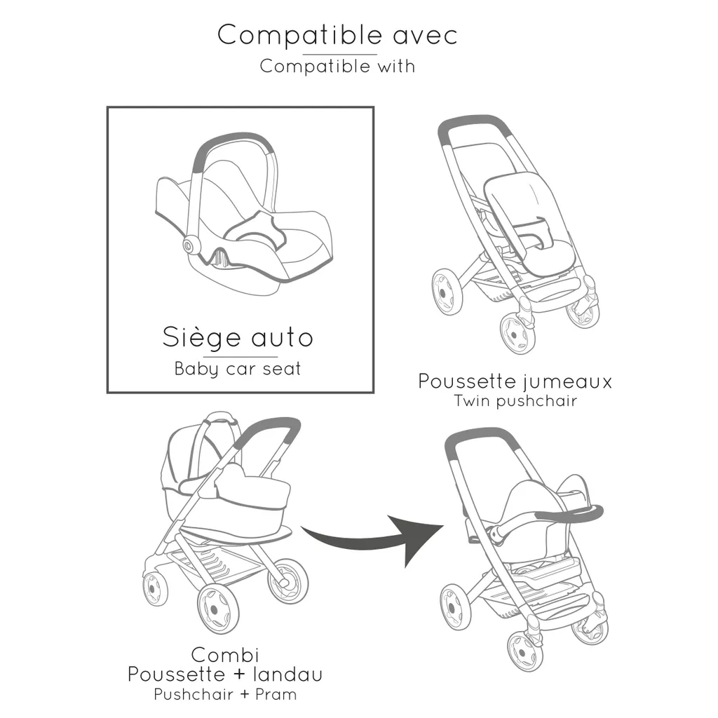 Porte-bébé pour poupée Smoby Maxi Cosi rose - Accessoire de portage
