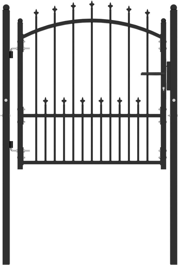 Zauntor EMMEN mit Spikes Stahl 104 x 97 cm Schwarz