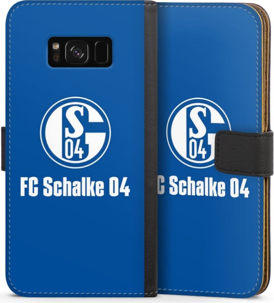 DeinDesign Klapphülle für Samsung Galaxy S8 Plus Handytasche Lederhülle Tasche FC Schalke 04 Logo Offizielles Lizenzprodukt