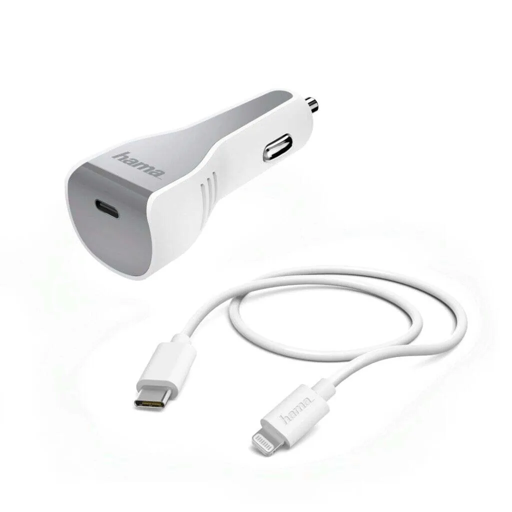Chargeur Voiture Lightning 30W Hama Blanc avec Technologie PD Rapide