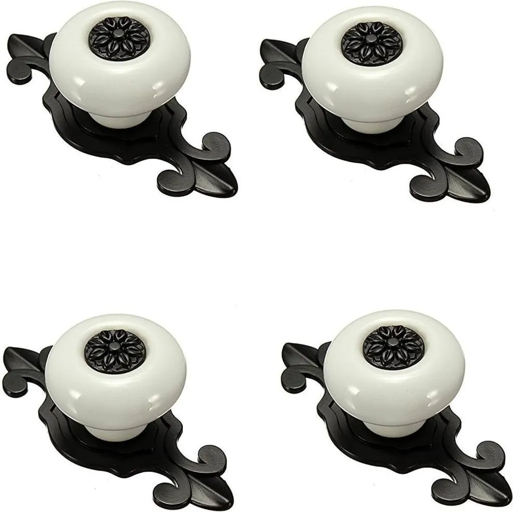 Rénovation meuble lot 10 boutons de porte céramique blanc noir solide