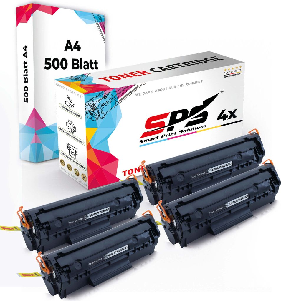 Druckerpapier A4 + 4x Multipack Set Kompatibel für HP Laserjet 3015 (Q2612A/12A) Toner Schwarz