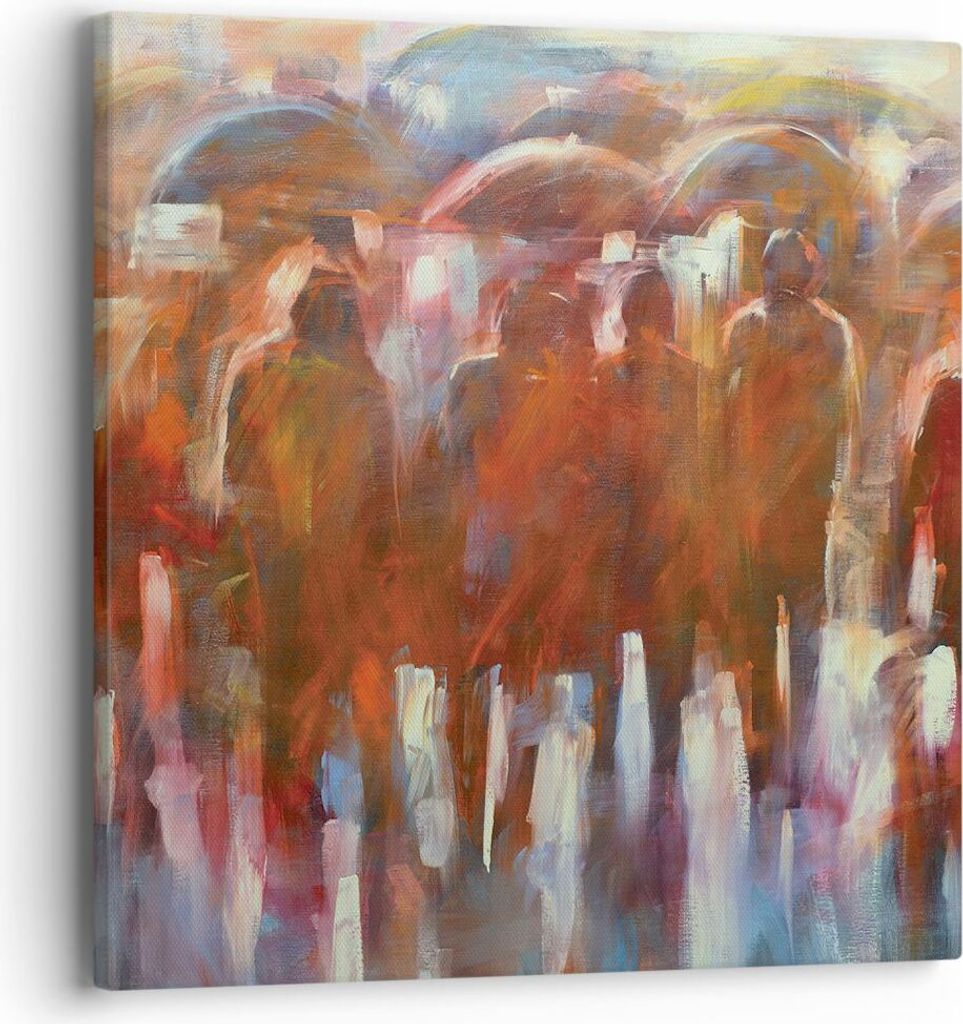 Bild auf Leinwand - Leinwandbild - Einteilig - Regenschirme Menschen Handwerk - 40x40cm - Wand Bild - Wanddeko - Wandbilder - Leinwanddruck - Bilde...