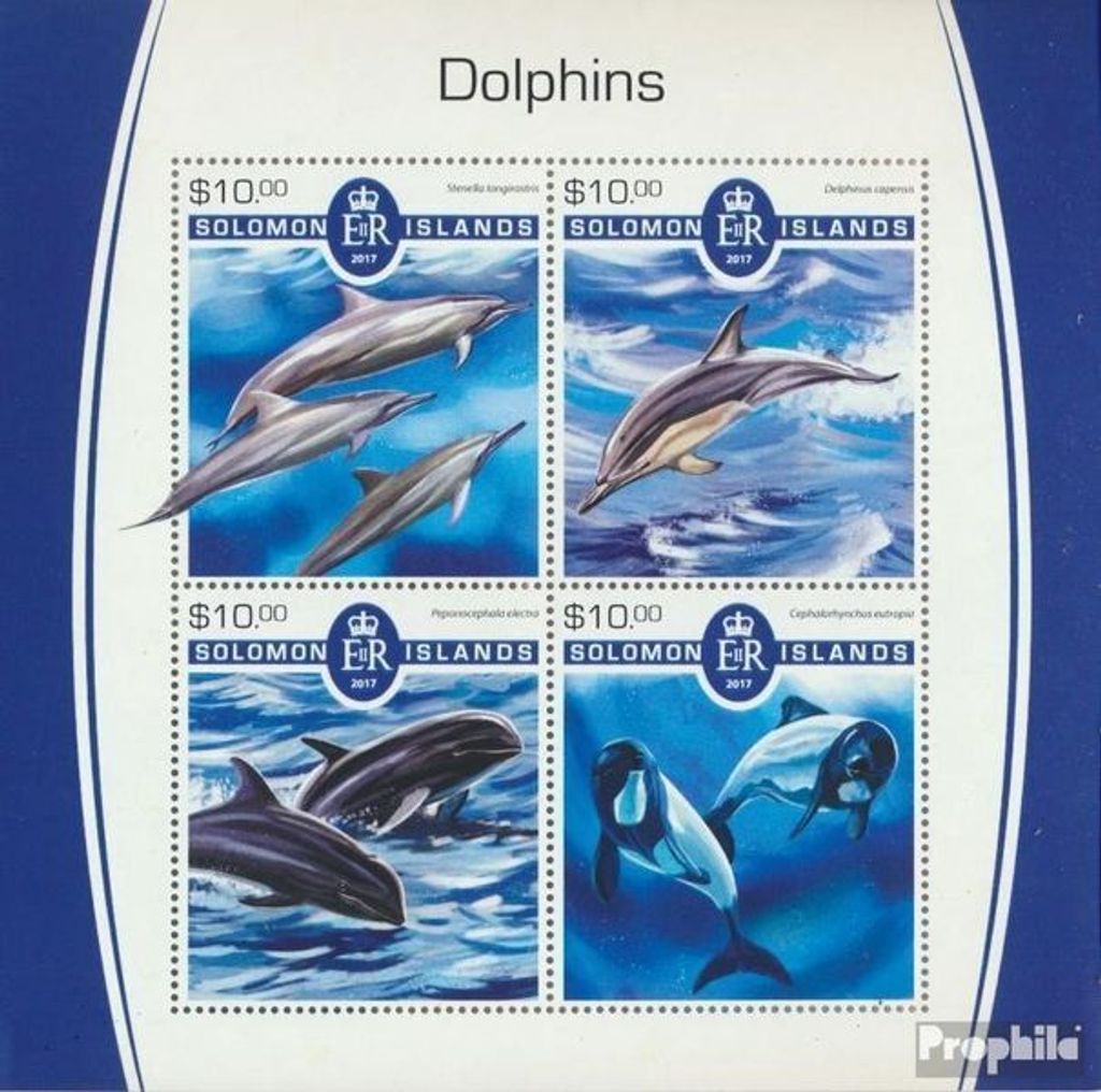 Briefmarken Salomoninseln 2017 Mi 4782-4785 Kleinbogen (kompl. Ausg.) postfrisch Delfine