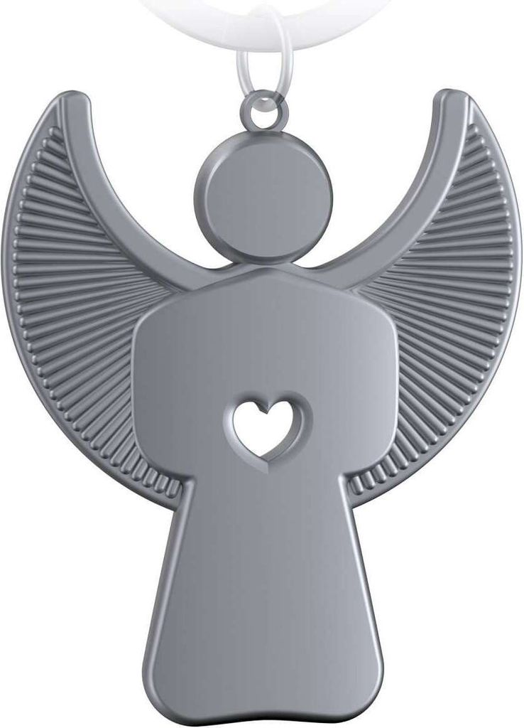 FABACH Schutzengel Schlüsselanhänger Pikto mit Herz - Edler Engel Anhänger aus Metall in mattem Silber - Geschenk Glücksbringer Auto Führersch...