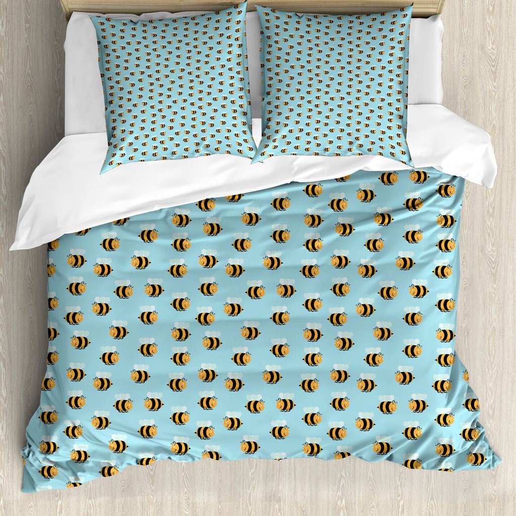 ABAKUHAUS Bienenkönigin Bettbezug Set für Einzelbetten, gestreifte Lächeln, Milbensicher Allergiker geeignet mit Kissenbezug, 200 cm x 200 cm - ...
