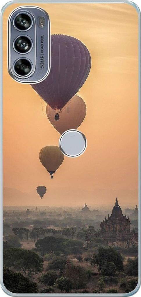 König Design Hülle kompatibel mit Motorola Moto Edge 30 Pro Kunststoff Soft Handyhülle - Handy Case Heißluftballons
