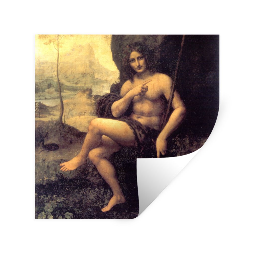 MuchoWow Wandtattoo Wandsticker Wandaufkleber Der heilige Johannes in der Wüste - Leonardo da Vinci 100x100 cm Selbstklebend und Repositionierba...