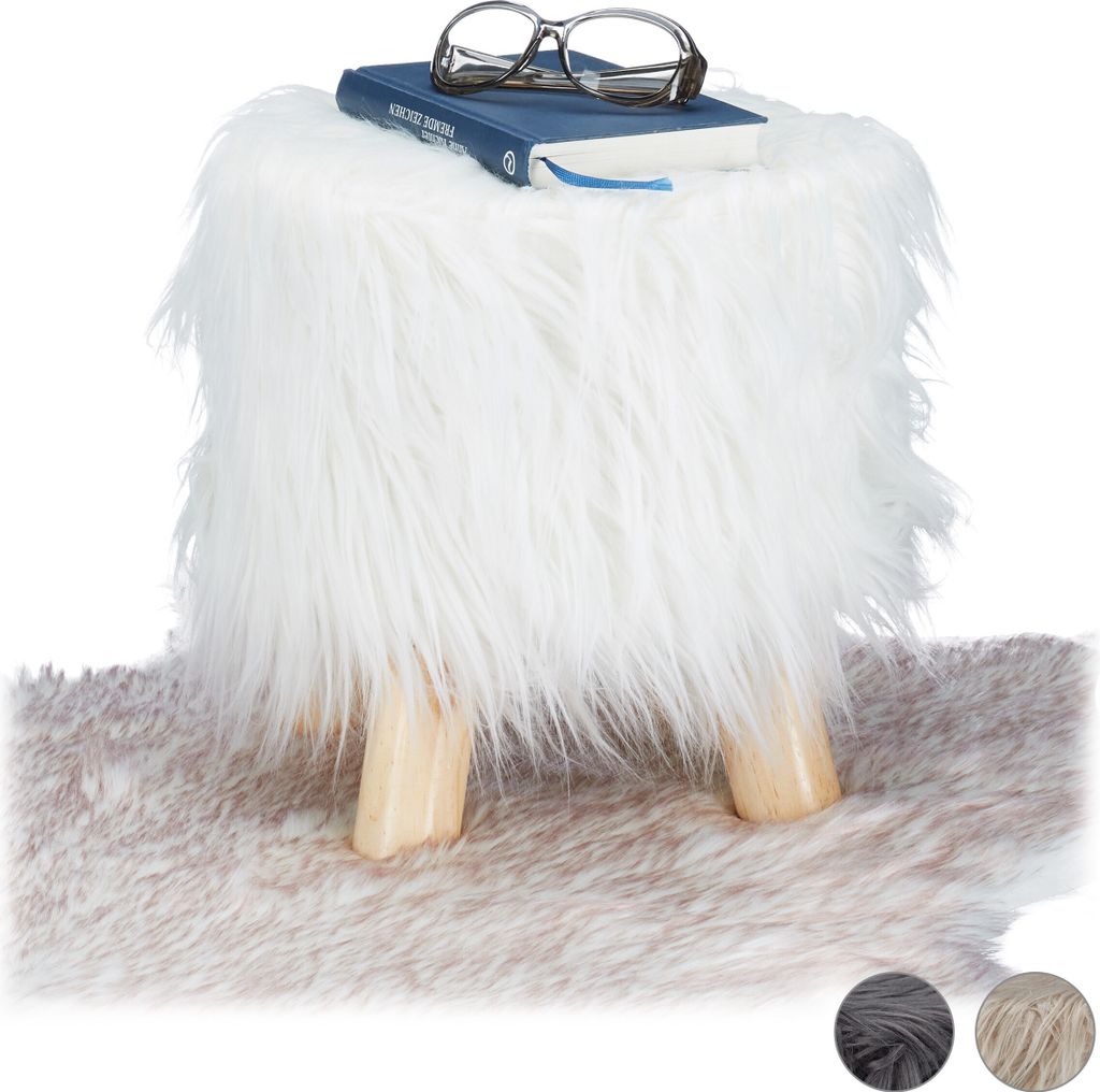 Sgabello con gambe in legno RD25735, bianco Immagine del prodotto 