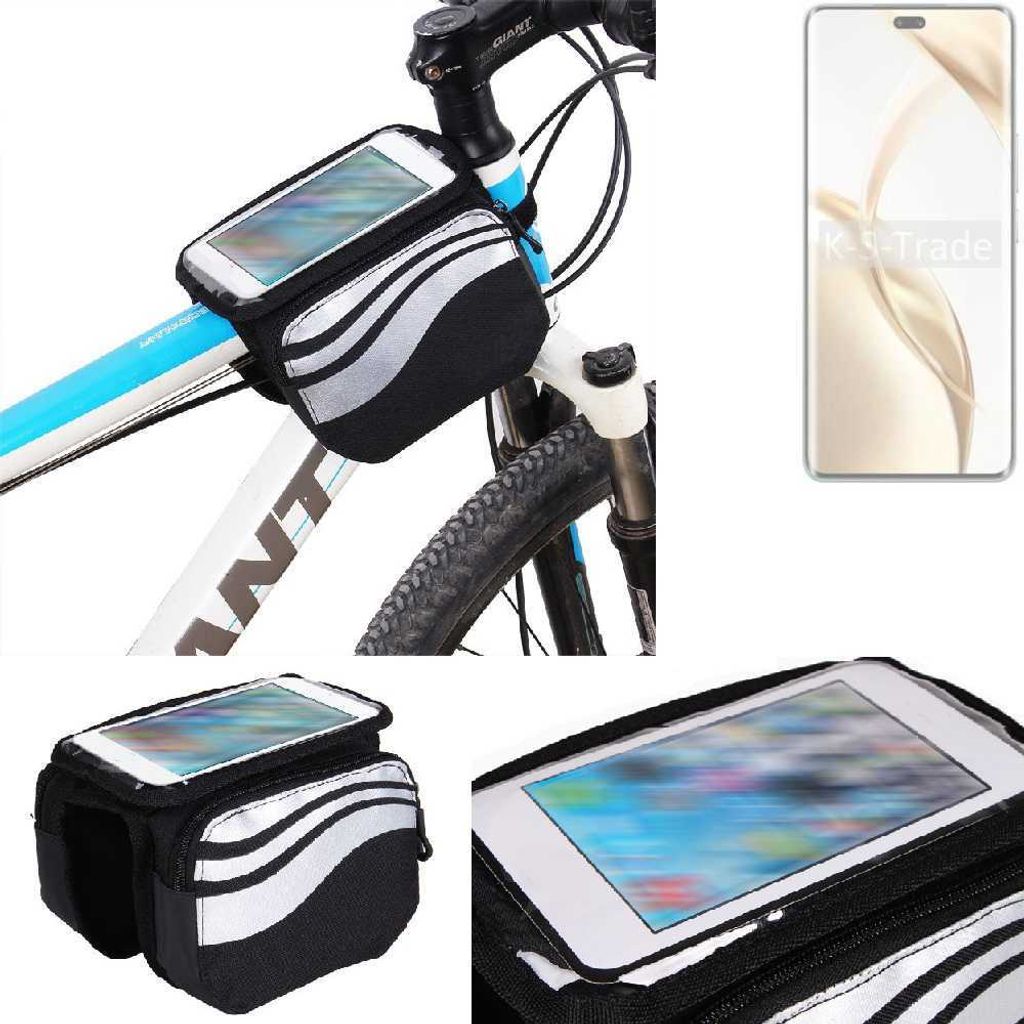 K-S-Trade Rahmentasche Fahrrad-Halterung kompatibel mit Honor 200 Pro Rahmenhalterung Fahrrad Handyhalterung Fahrradtasche Handy Smartphone Halterung