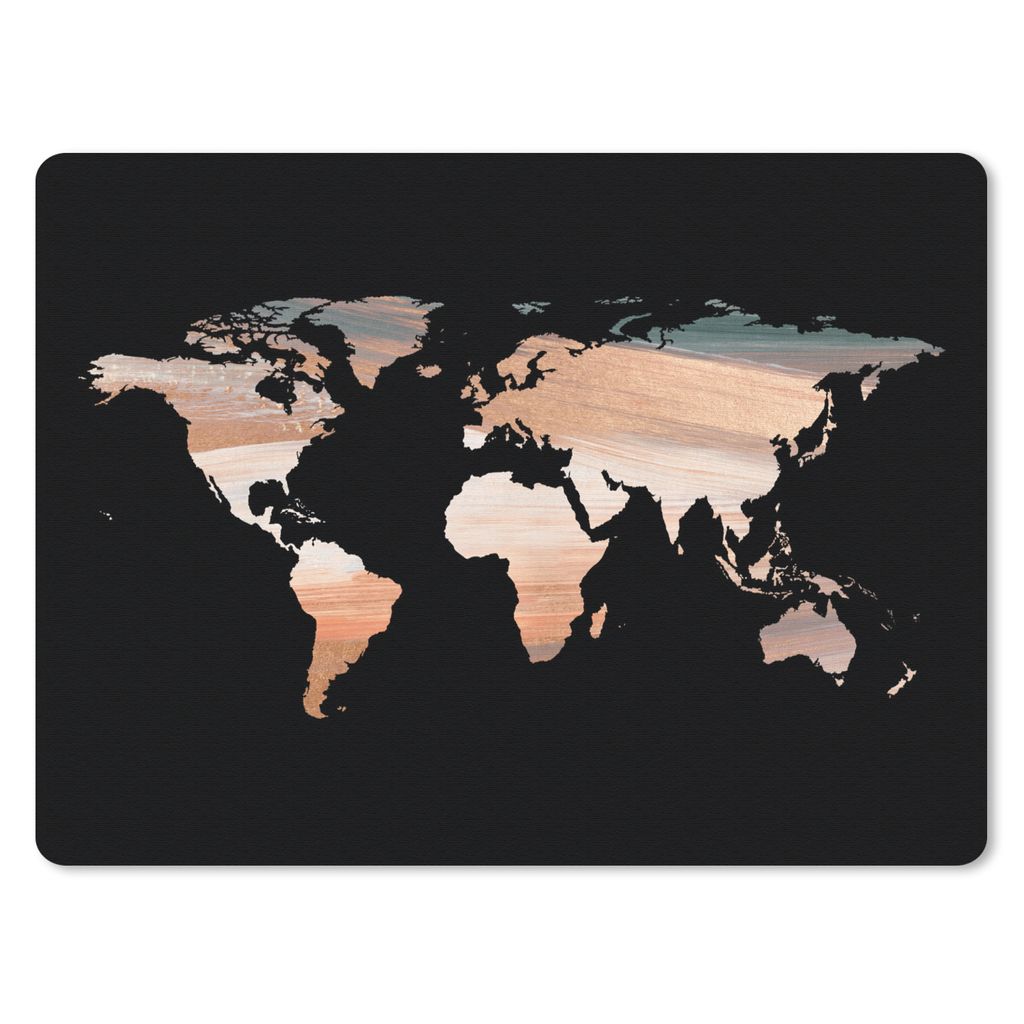 MuchoWow Mauspad Mousepad Weltkarte - Farben - Schwarz 40x30 cm - Mousepads - Maus Mat - Pad - Mausunterlage - Anti Rutsch
