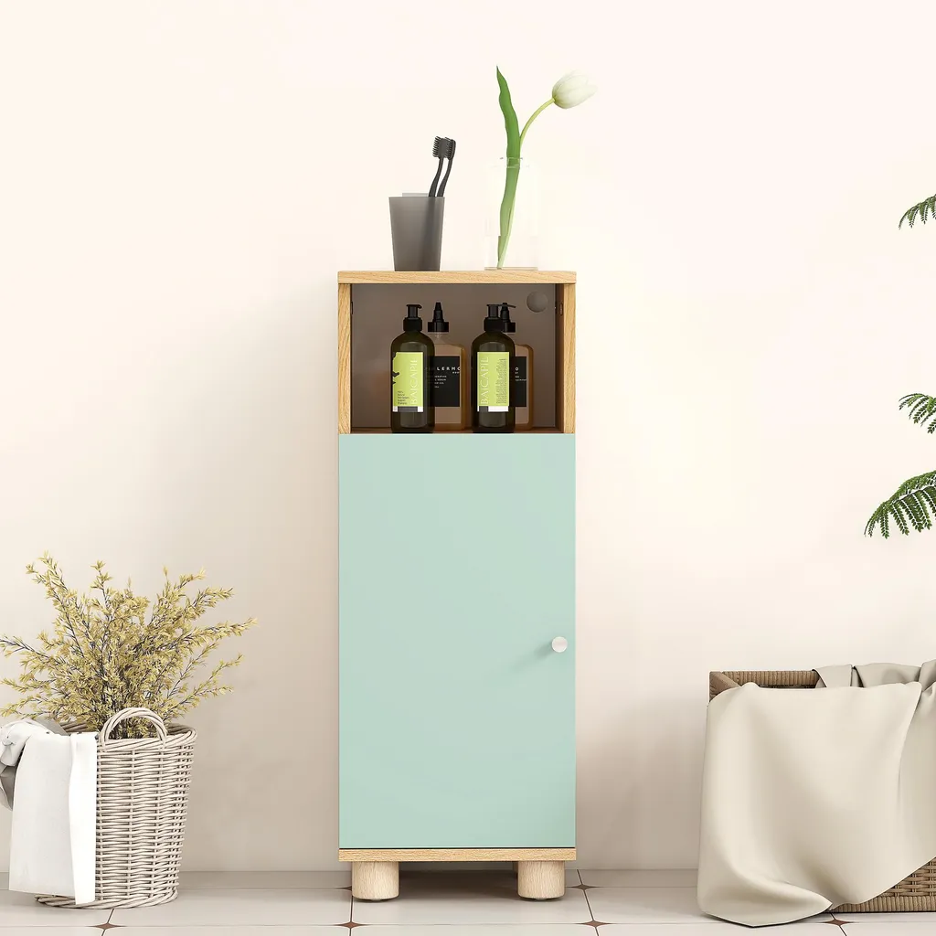 Meuble de salle de bain étroit vert 30x30x80cm avec placard de rangement - 8