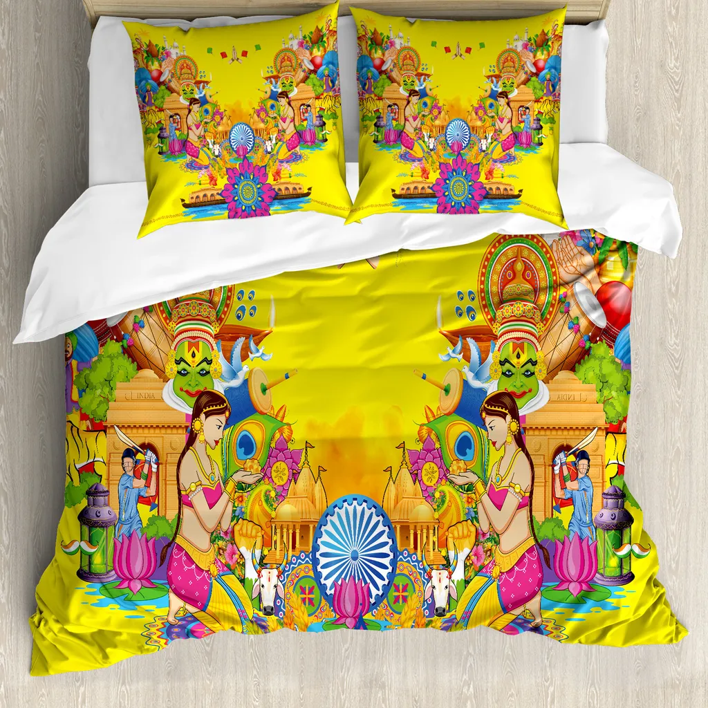 Set Letto ABAKUHAUS 155x220 cm Microfibra Antiacaro Viola e Azzurro