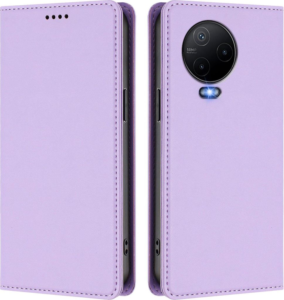 Handyhülle für Infinix Note 12 (2023)/Note 12 Pro 4G, Kunstleder Klapphülle Stoßfeste Magnetische Hülle mit Ständer Violett