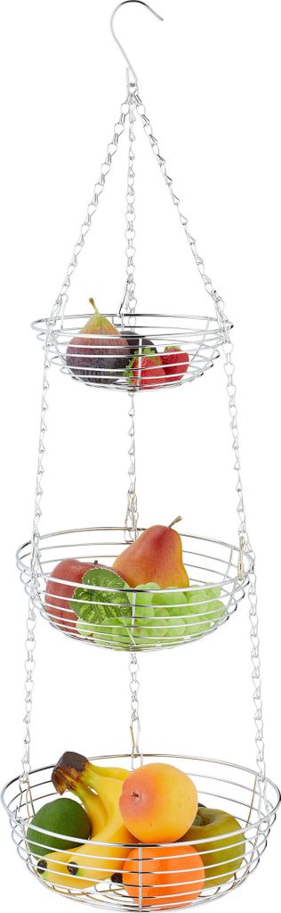 Relaxdays Obstkorb hängend, HxD: 82 x 26,5 cm, 3 Etagen, Produktbild 