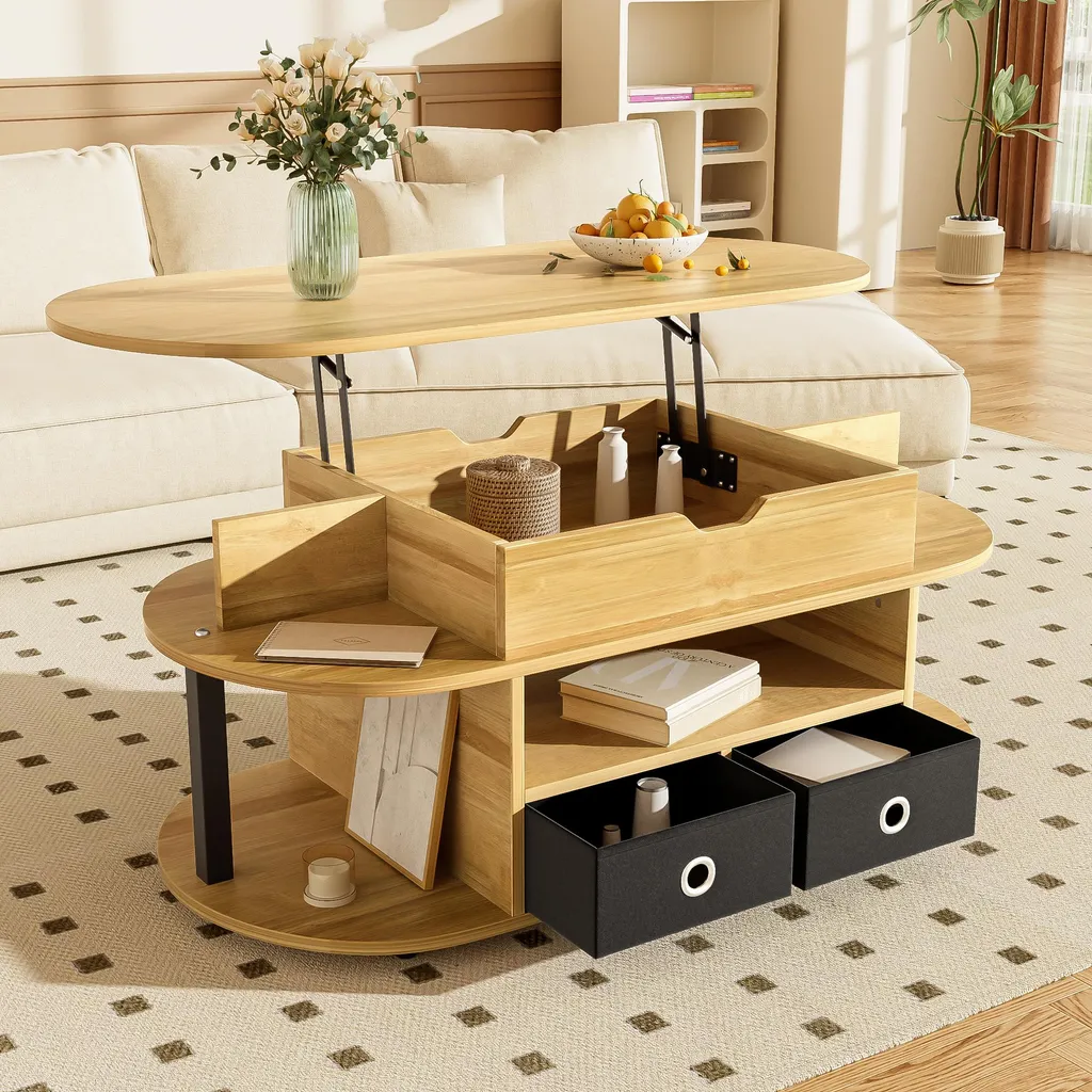 Table basse bureau relevable idéale pour télétravail avec rangements - 7