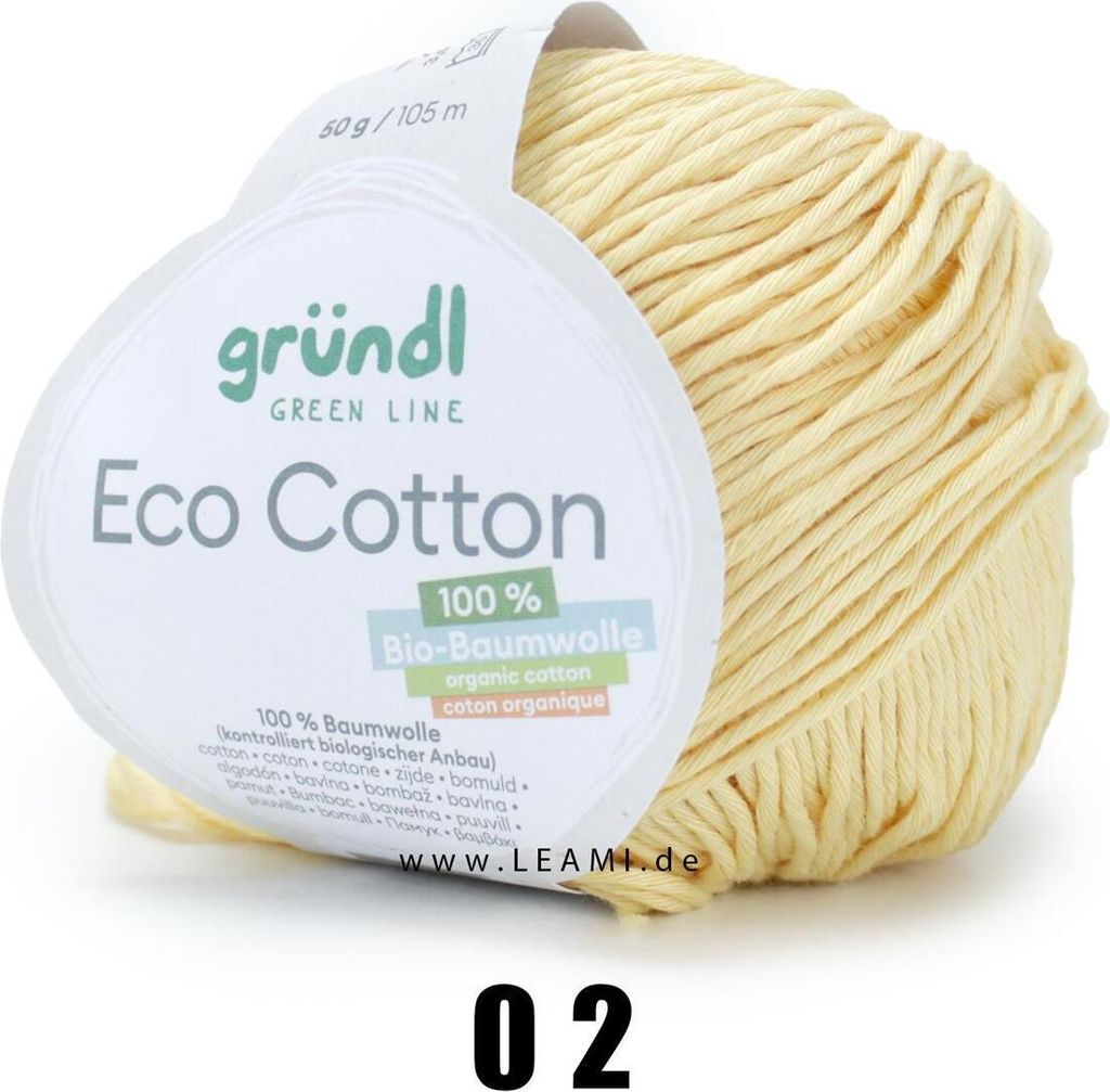 Gründl Eco Baumwolle (50g/105m) 100% Baumwolle 02 pastell gelb
