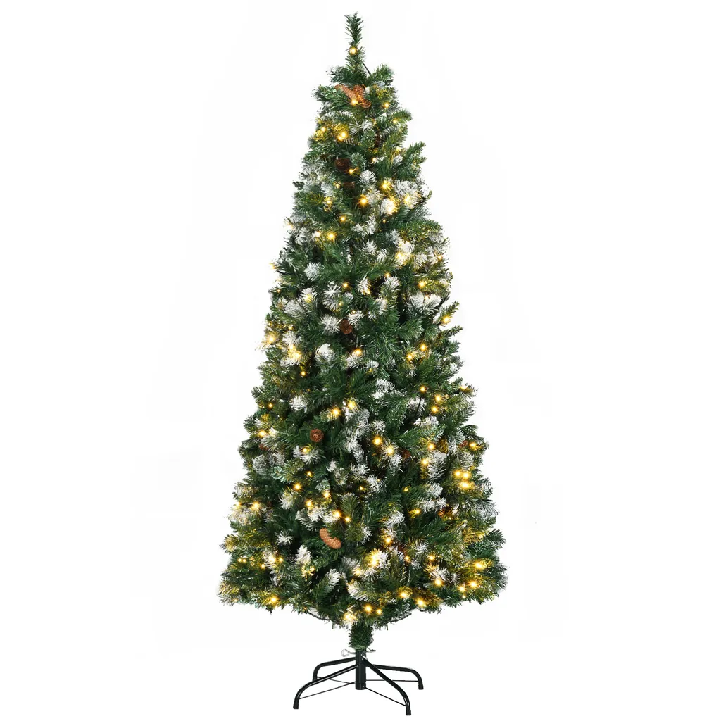 HOMCOM Sapin de Noël Artificiel Lumineux 180 cm 250 LED 703 Branches