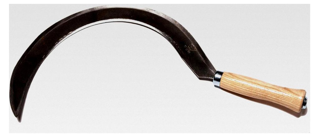 Gartensichel, geschmiedet, Größe 0, für Linkshänder, mit lackiertem Eschenholzgriff