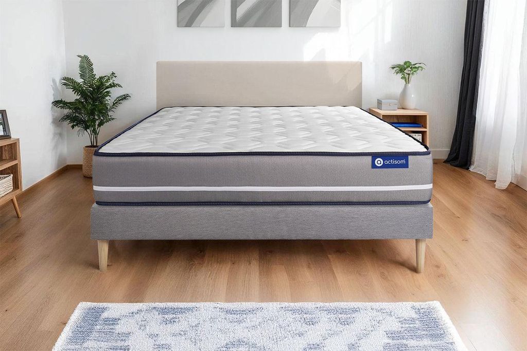 Actimemo pur matratze 180x210cm + Bettgestell mit lattenrost - Dicke : 20cm - Memory-Schaum - H4