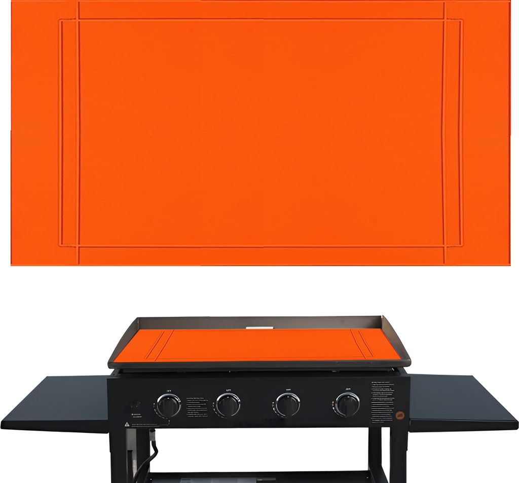 Orange 36-Zoll-Grillmatte, kompatibel mit Blackstone-Grillzubehoer, robuste Grillabdeckung aus lebensmittelechtem Silikon fuer das Ganzjahres-Grill...