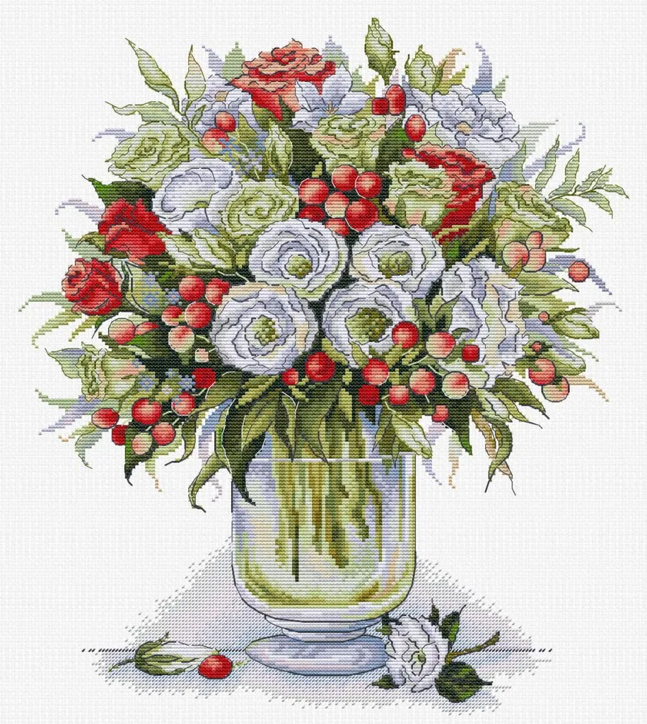 Canevas point de croix compté Bouquet de la Passion pour loisir créatif