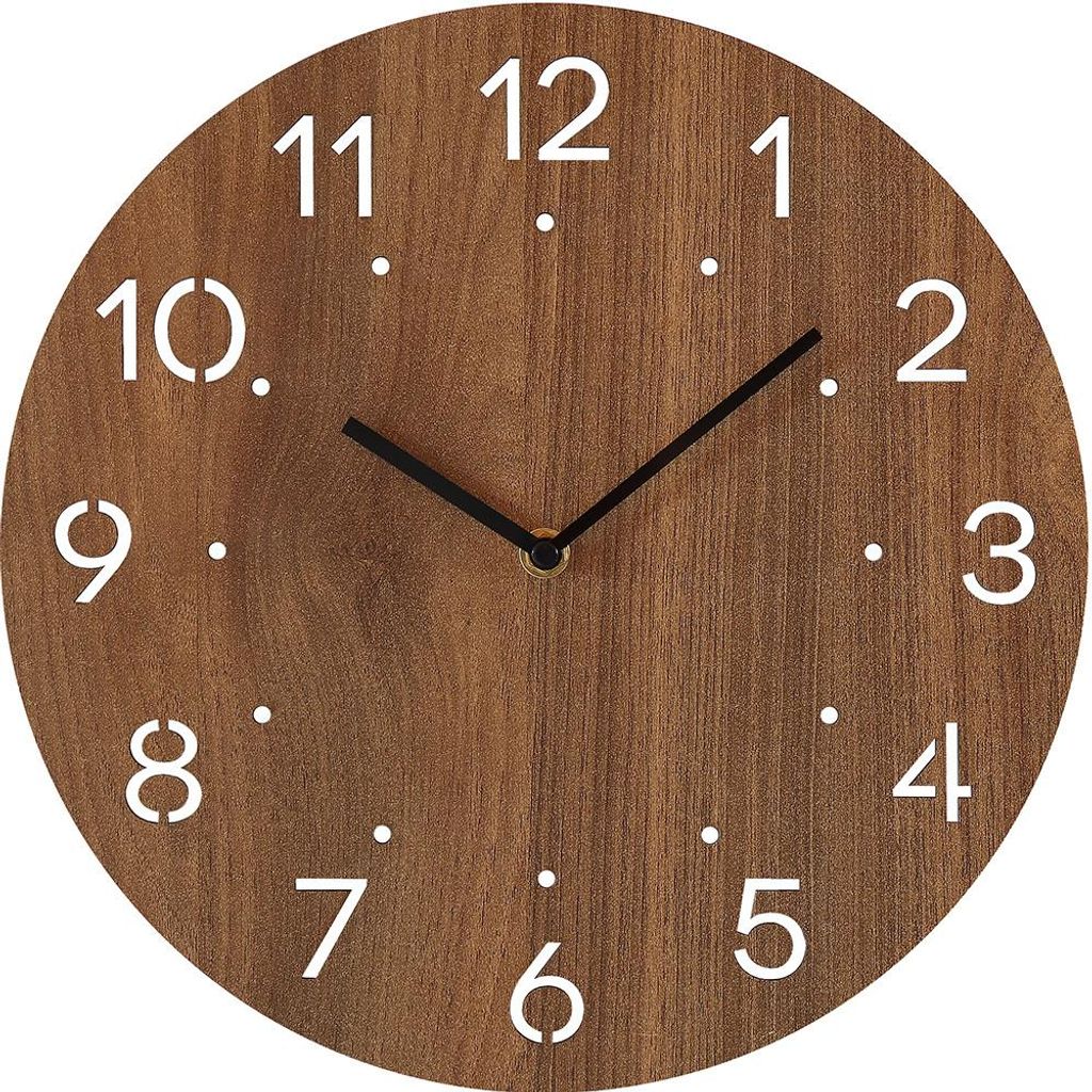 MPM-Quality Wanduhr Dotted Holz Braun Ø 300 mm schleichende Produktbild 