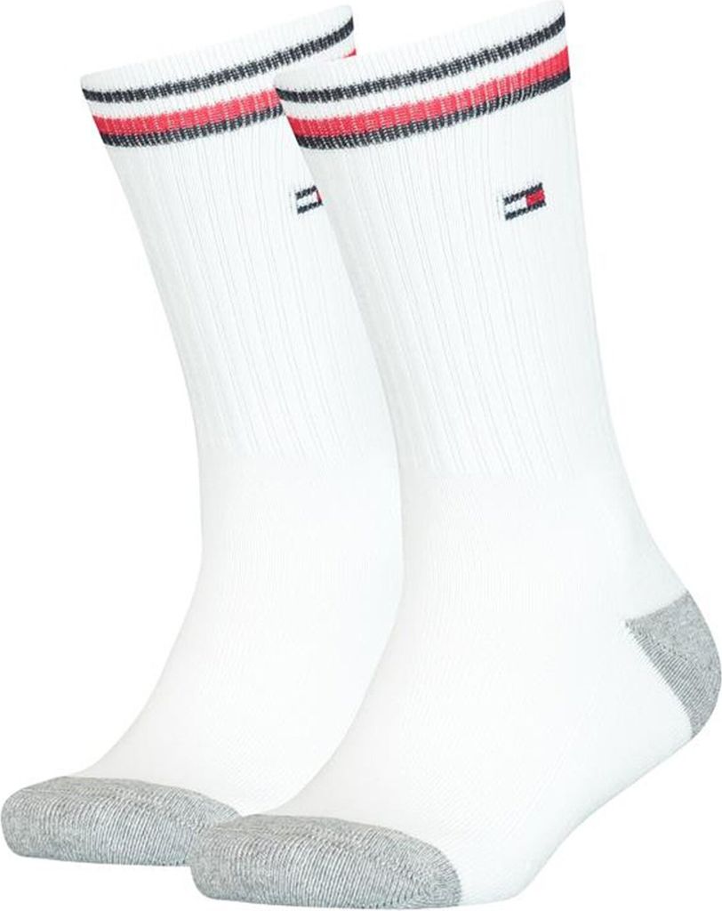 TOMMY HILFIGER Kinder Socken, 2er Pack - ICONIC SPORTS, Frottee-Sohle, 27-42 Weiß 27-30