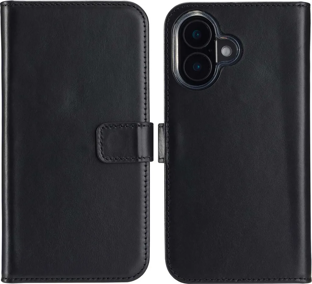 Cover iPhone 16 Selencia Pelle Nera | Protezione Anti-Urto Totale